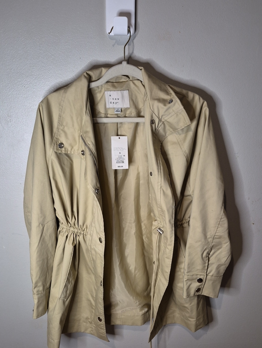 a new day Cream Lightweight Trench Coat with Drawstring Waist